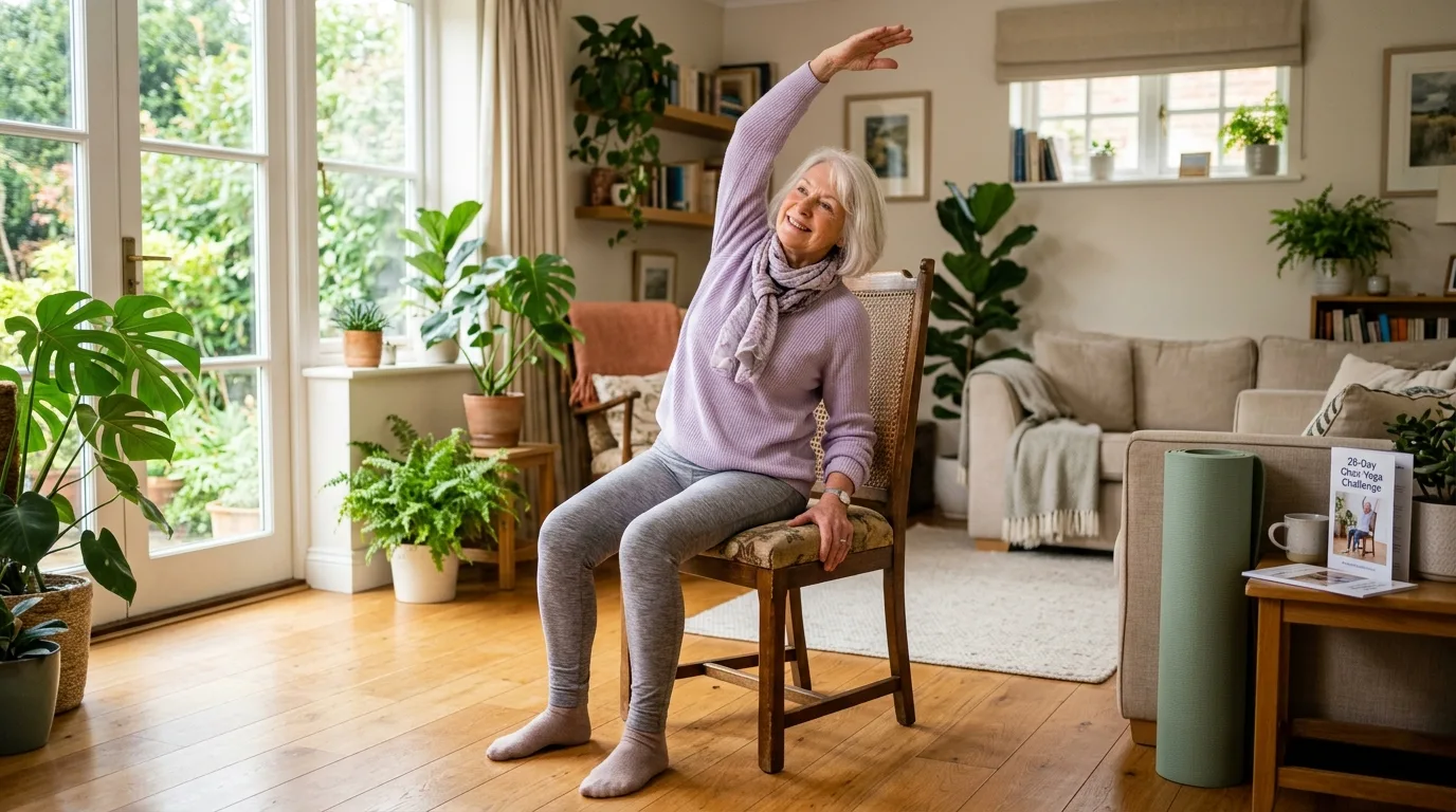 découvrez notre programme gratuit de 28 jours de yoga sur chaise spécialement conçu pour les seniors. améliorez votre bien-être et votre mobilité en toute sécurité, commencez dès aujourd'hui !